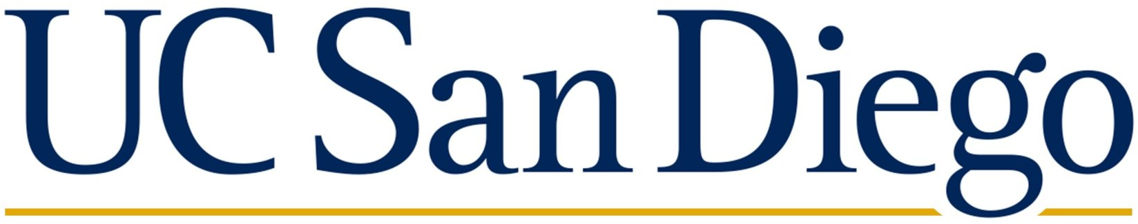 The logo for uc san diego is blue and yellow