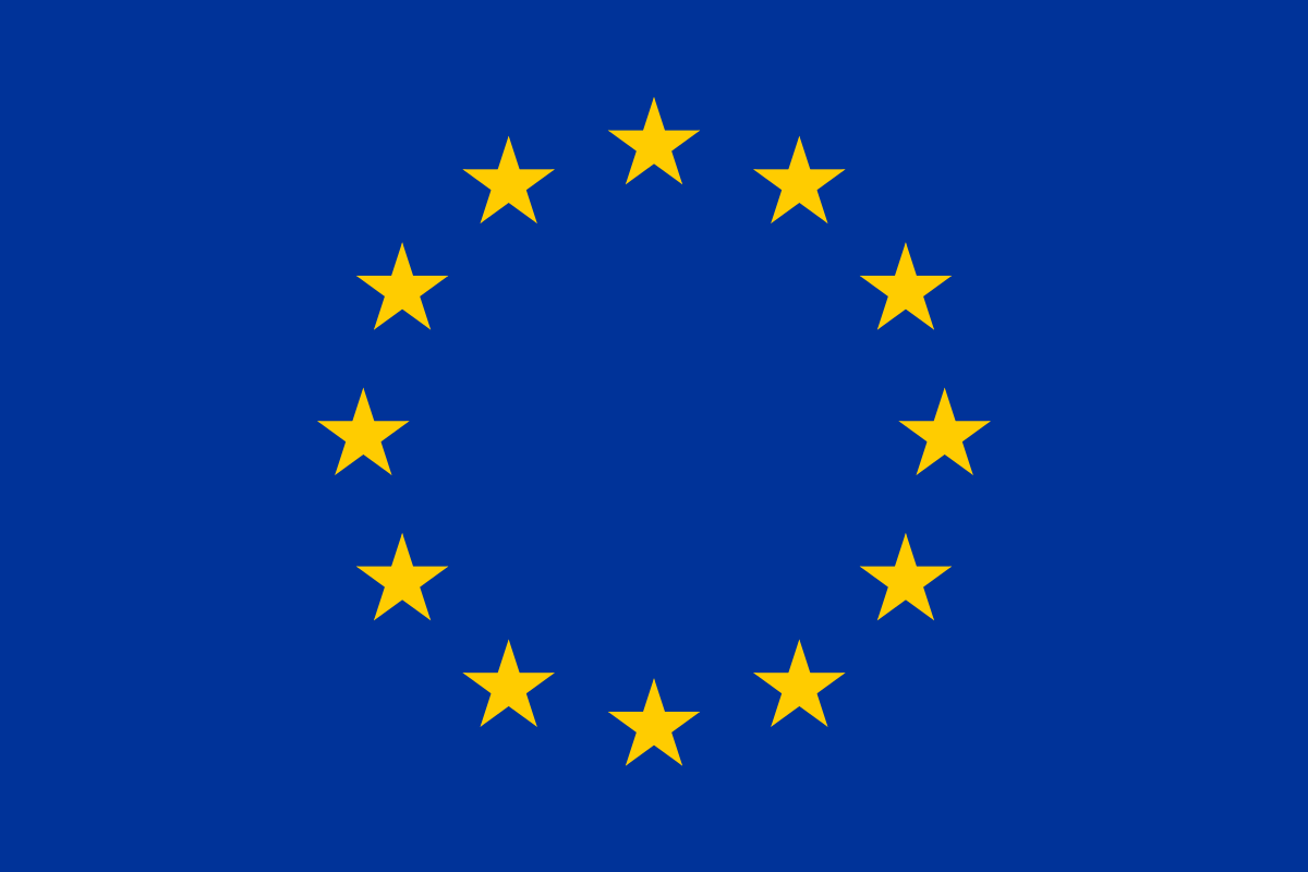 Eine blaue Flagge mit gelben Sternen im Kreis