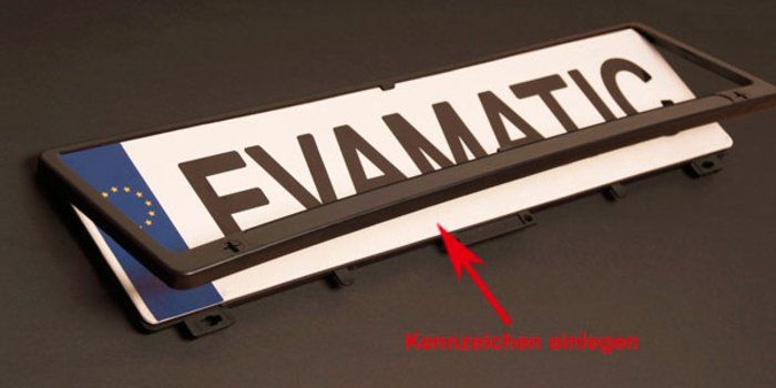 Ein Nummernschild mit dem Wort evamatic darauf