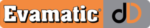 Ein orange-graues Logo für evamatic dd