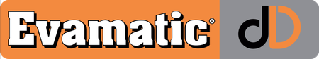 Ein orange-graues Logo für evamatic dd