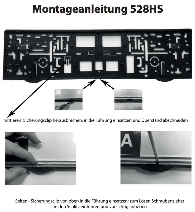 Ein Schwarzweißfoto eines Nummernschildrahmens.