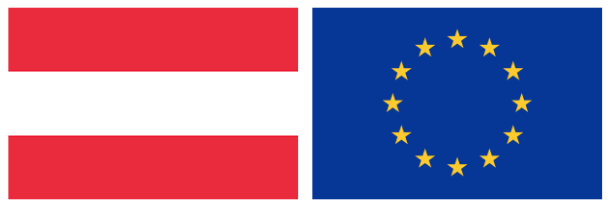 Die Flaggen Österreichs und der Europäischen Union liegen nebeneinander