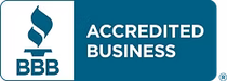 BBB Accredited Business logo, blue and white.
