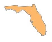Outline of Florida, orange against white background.