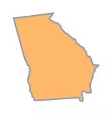 Orange silhouette of the state of Georgia with a gray outline.