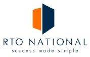 Logo: abstract design with orange and blue shapes, "RTO NATIONAL", "success made simple".
