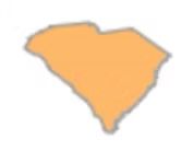 Orange outline of the state of South Carolina.