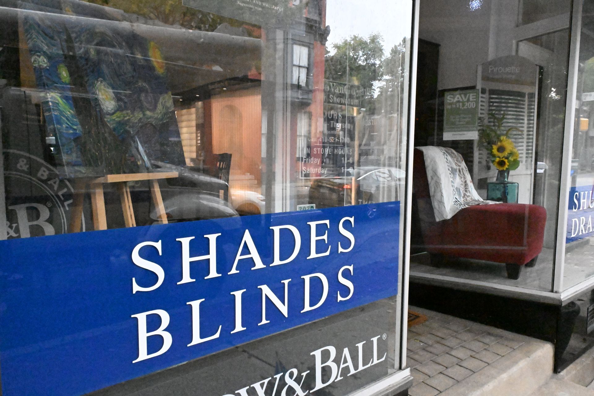 A blue sign with white text reading 