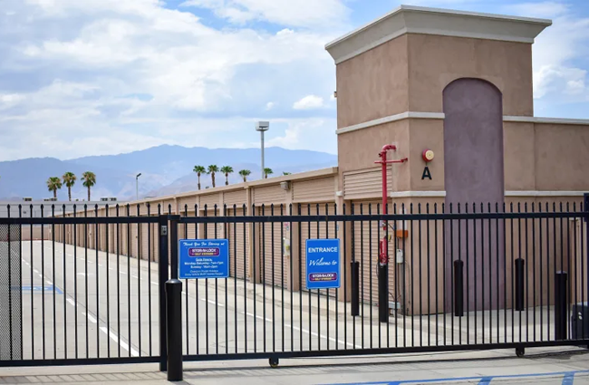 The front gate at STOR-N-LOCK Self Storage in Palm Desert, California