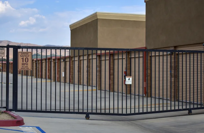 The front gate at STOR-N-LOCK Self Storage in Redlands, California