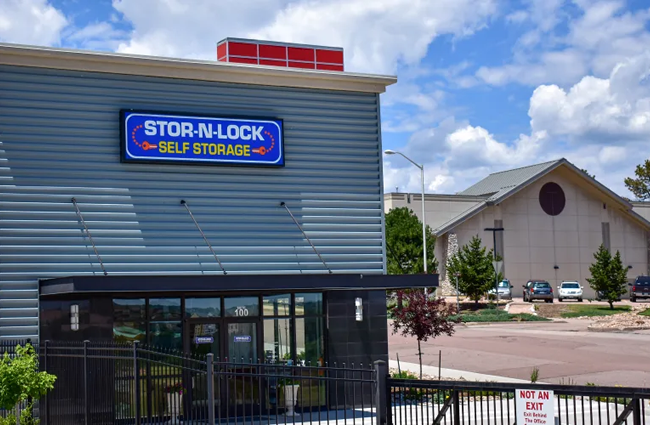 The front entrance to STOR-N-LOCK Self Storage in Colorado Springs, Colorado