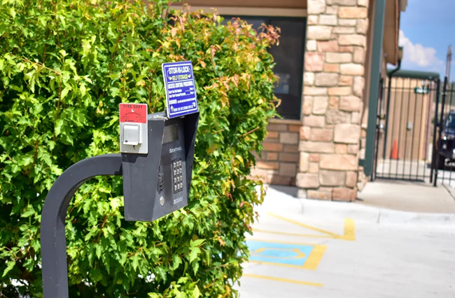 The keypad entry at the front gate at STOR-N-LOCK Self Storage in Gypsum, Colorado