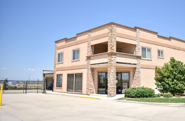 The front entrance to STOR-N-LOCK Self Storage in Henderson, Colorado