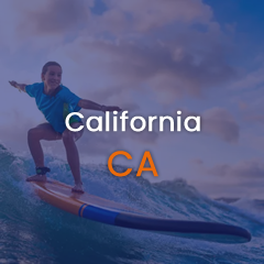 Image of a surfer catching a wave in California