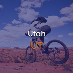 Image of a biker in the red rocks of Utah