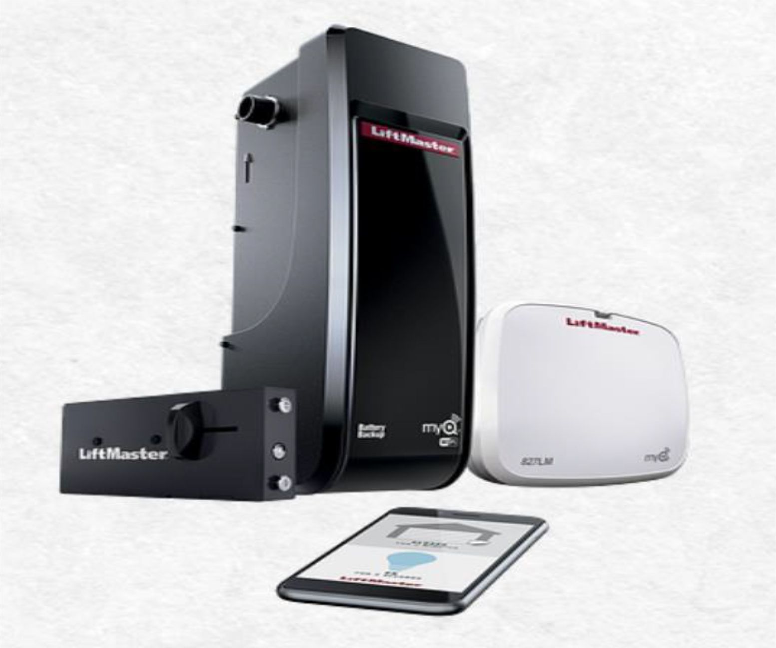 Un ouvre-porte de garage Liftmaster est connecté à un téléphone intelligent