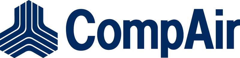 CompAir logo with a blue geometric shape and the text 