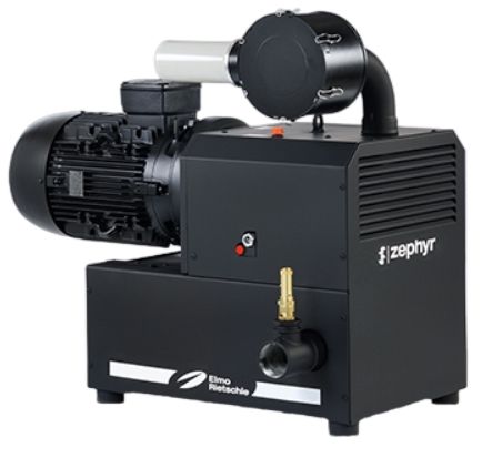 Black Elmo Rietschle Zephyr vacuum pump with a motor.
