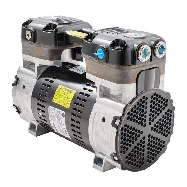 Air compressor with a black motor and aluminum body.