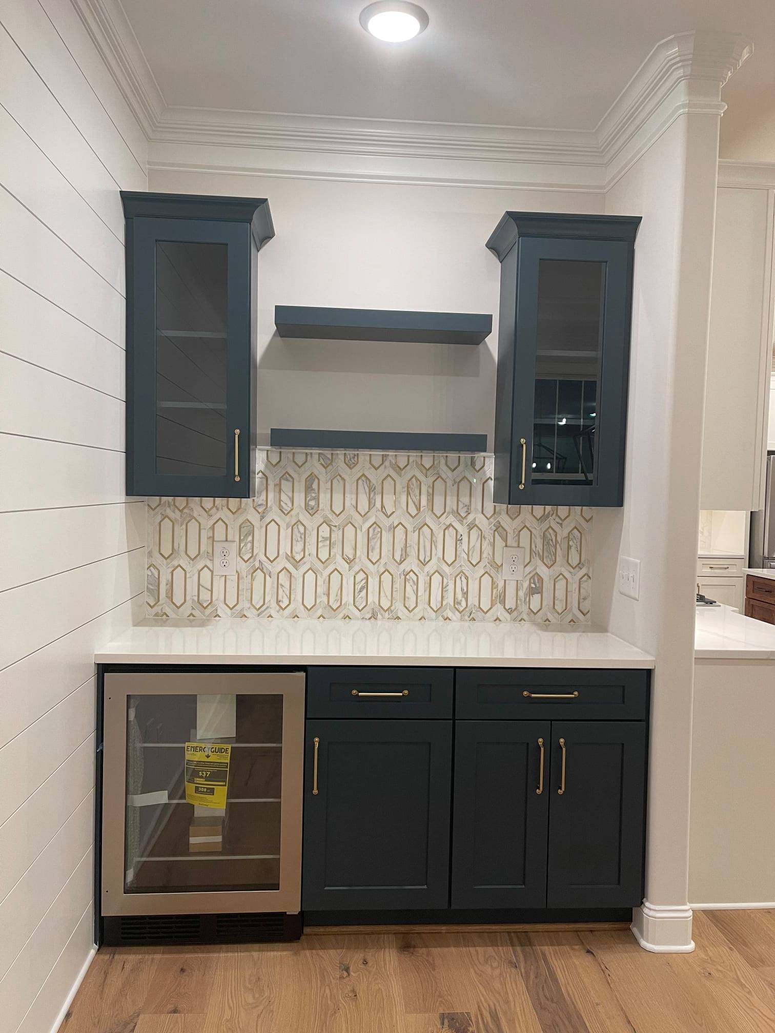 dark green cabinetry