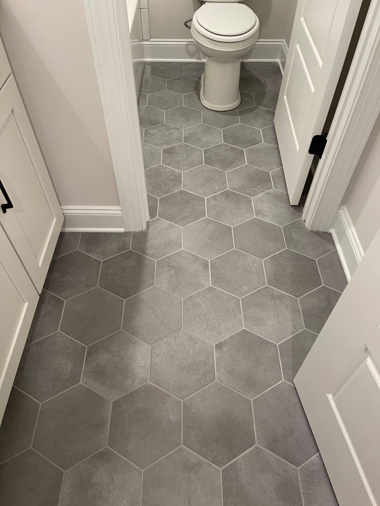 Hexagonal floor tiling