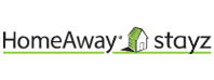 a logo for homeaway stayz with a house on it .