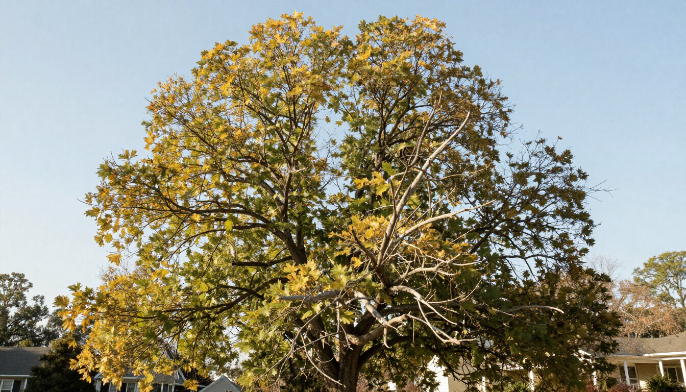 Tree canopy showing dead branches