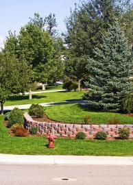 flower bed with retaining wall