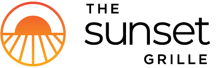 A logo for a restaurant called the sunset grille.