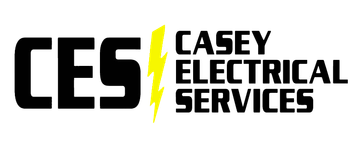 The logo for casey electrical services has a lightning bolt on it.