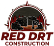 Red Drt Construction logo with maroon compass, cabin, excavator, and trees