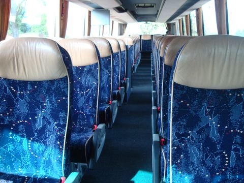 inside view of blue coach seats