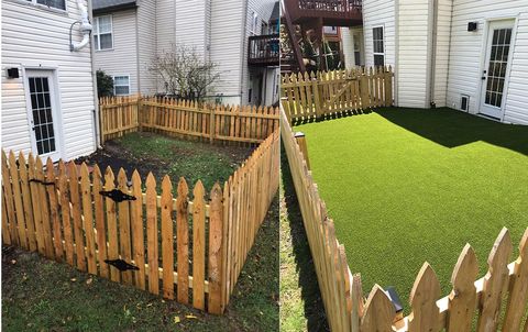 Before And After Fence And Artificial Grass – Lexington, KY – Mow-Mow’s Family Landscaping