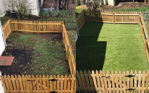 Before And After Fence And Grass Top View – Lexington, KY – Mow-Mow’s Family Landscaping