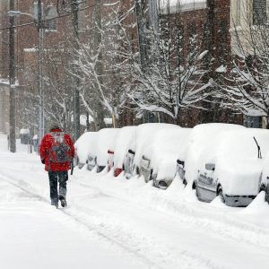 Man Walking Into the Snow – Lexington, KY – Mow-Mow’s Family Landscaping