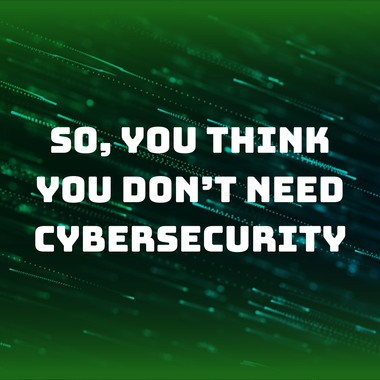 So, you think you don't need cybersecurity