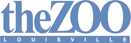 the words louisville Zoo in blue on a white background