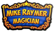 Mike Raymer Magician logo with a blue and yellow background