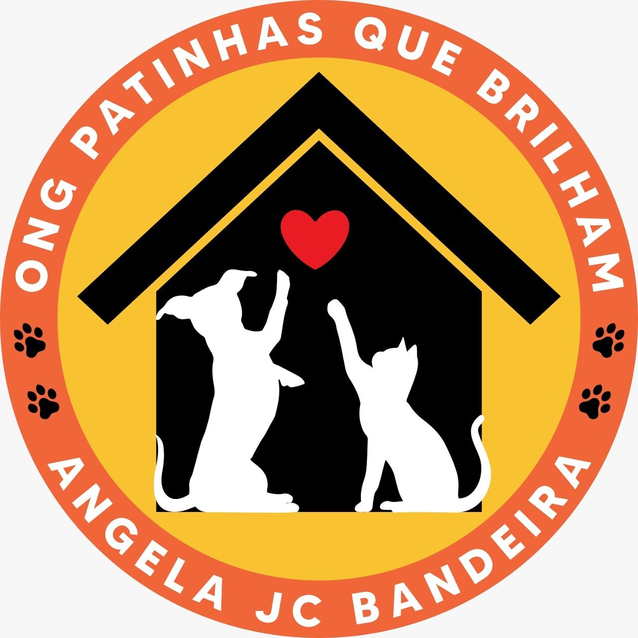 Logotipo de angela jc bandeira mostra um cachorro e um gato