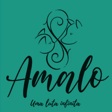 A logo for amoro uma luta infinita on a blue background