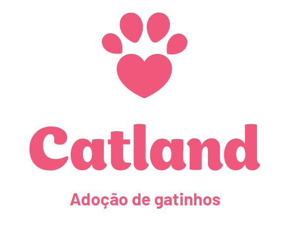 Um logotipo catland rosa com uma estampa de pata e um coração