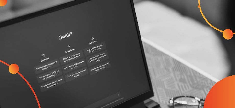 imagem em preto e branco da tela de um computador com a interface do Chat GPT