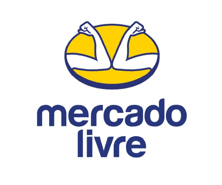 A yellow and blue logo for mercado livre