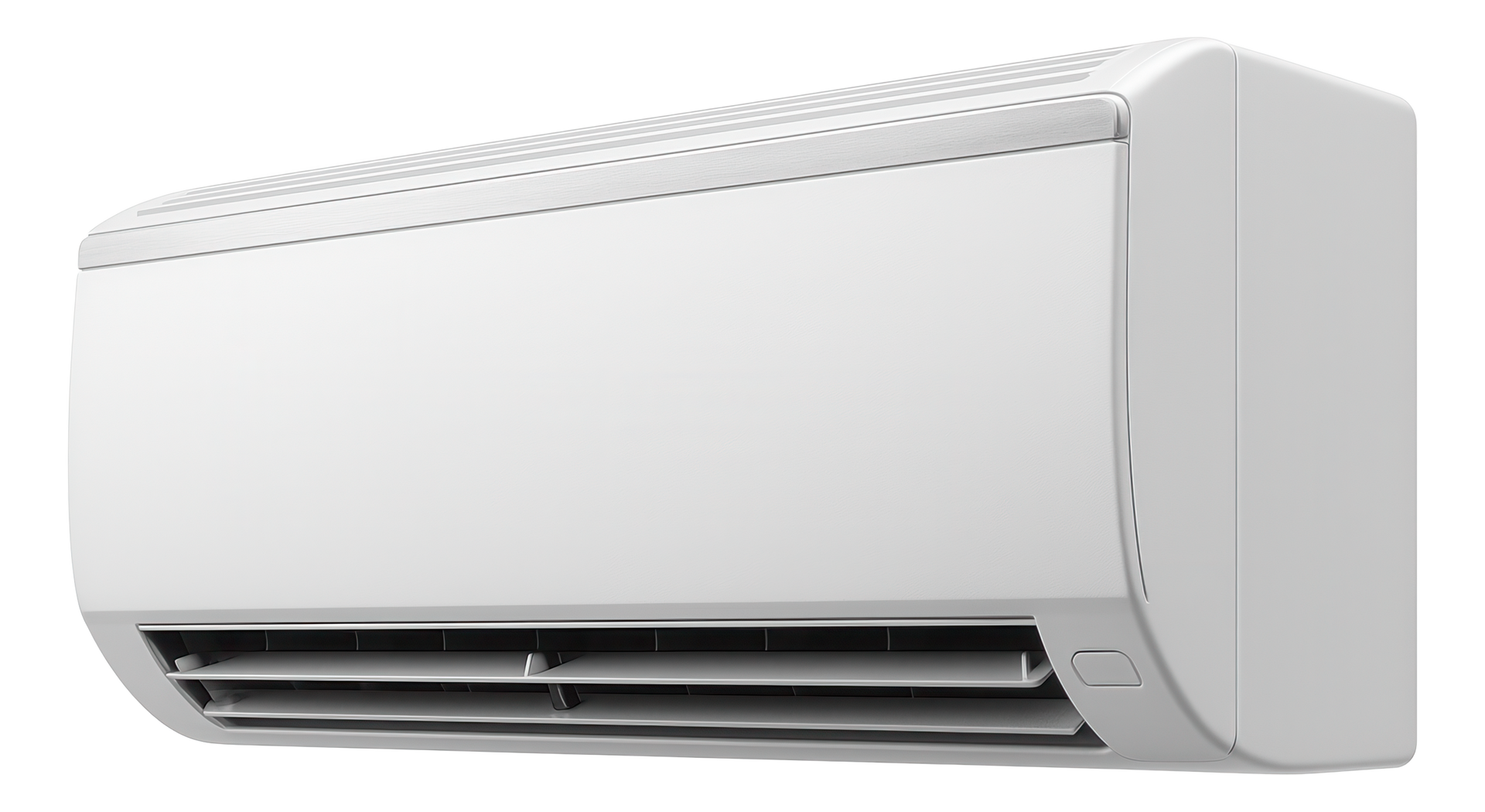 White wall-mounted air conditioner with horizontal vents.