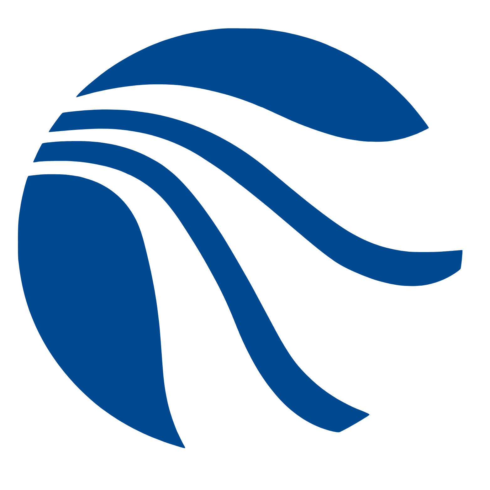 Blue abstract wave logo on a white background