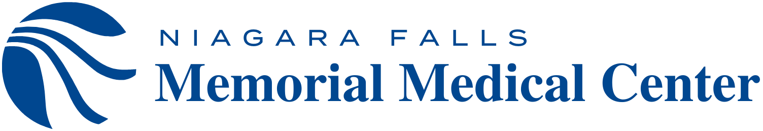 Niagara Falls Memorial Medical Center logo in blue text with stylized wave icon