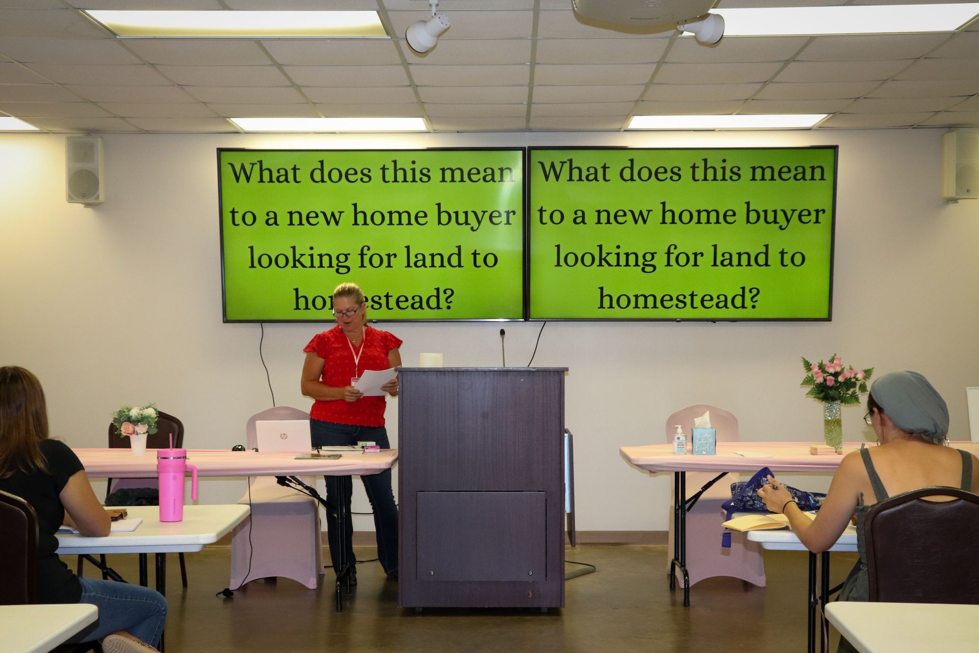 Neflhpl guest speaker with 2 green screens