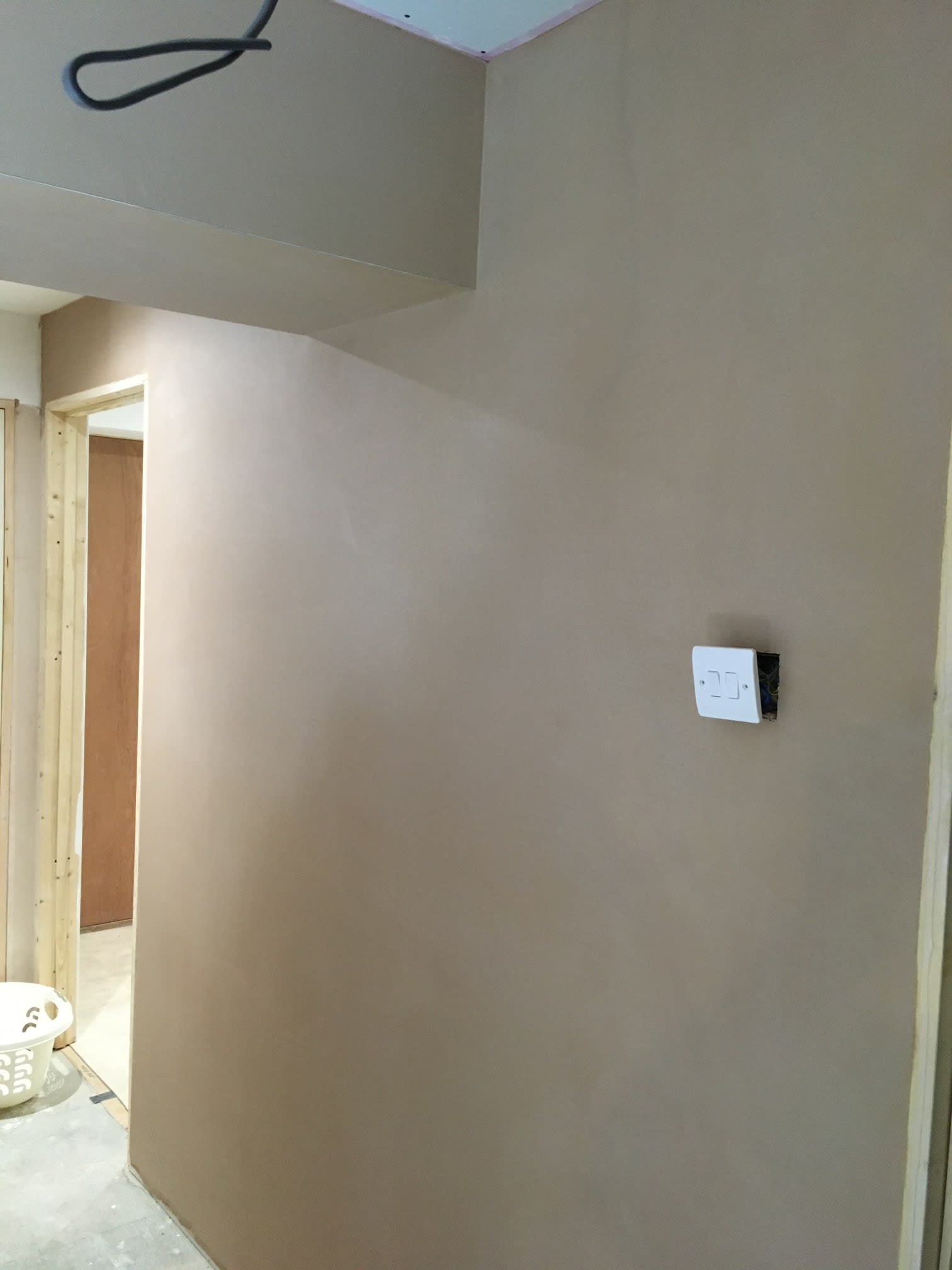A wall with new plastering