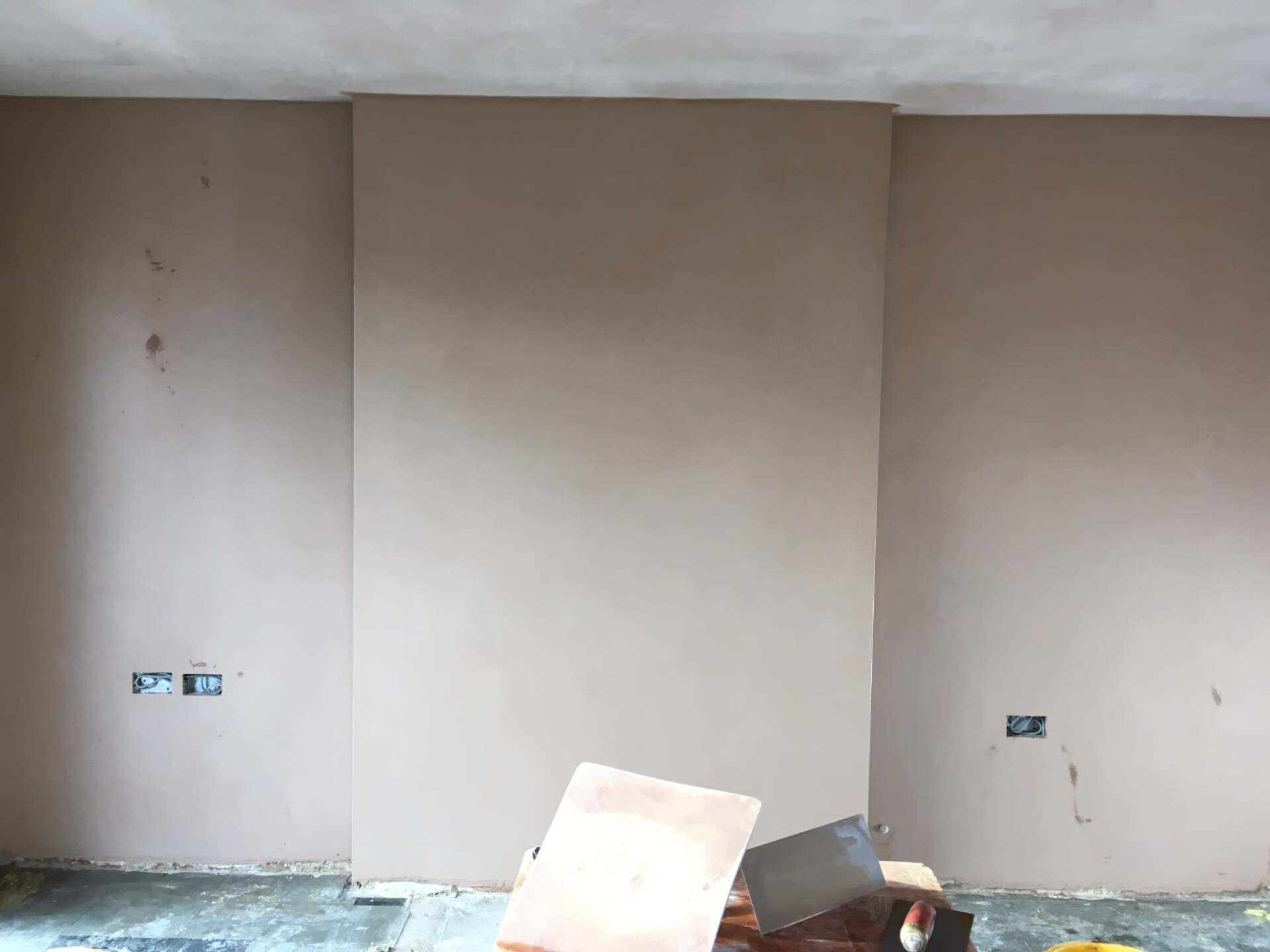 Fresh plaster on walls